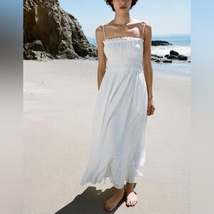 Zara White Cotton Sleeveless Maxi Dress XS